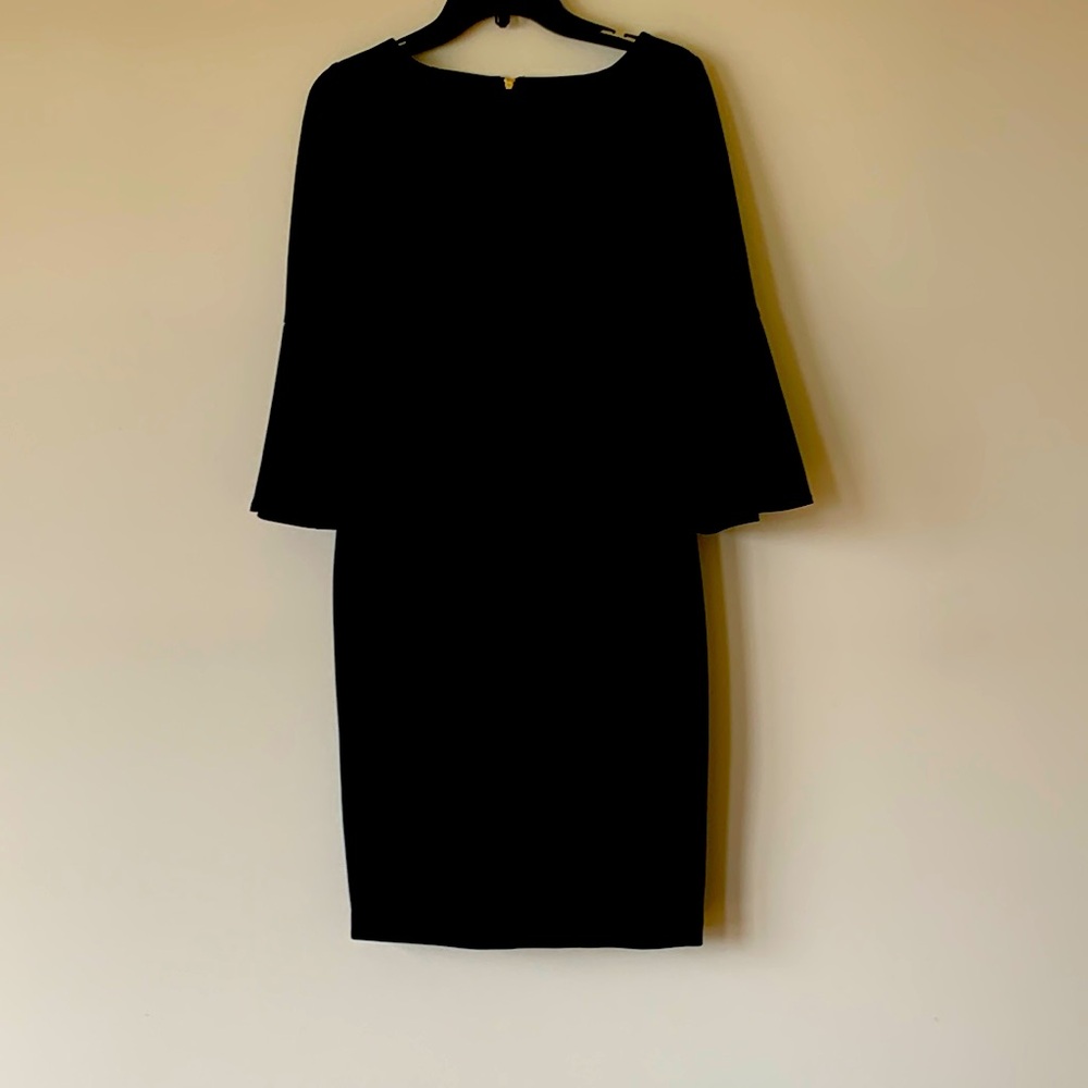 Calvin Klein basic black dress bell sleeves back zipper